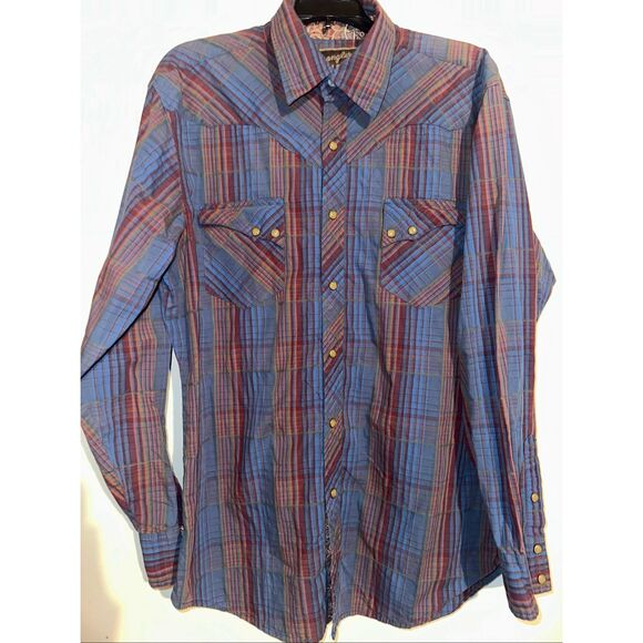 Wrangler Retro Men's Long sleeve Western Pearl Snap Sawtooth Pocket Plaid size X - Picture 2 of 8